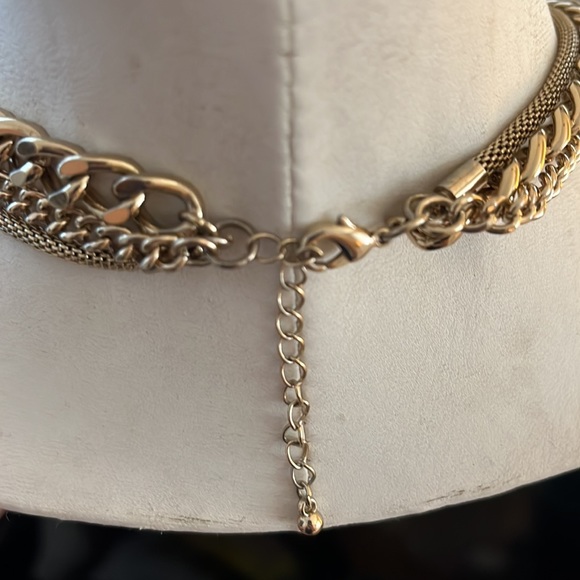 Gold Bib 3 Strand Necklace. - Picture 4 of 6